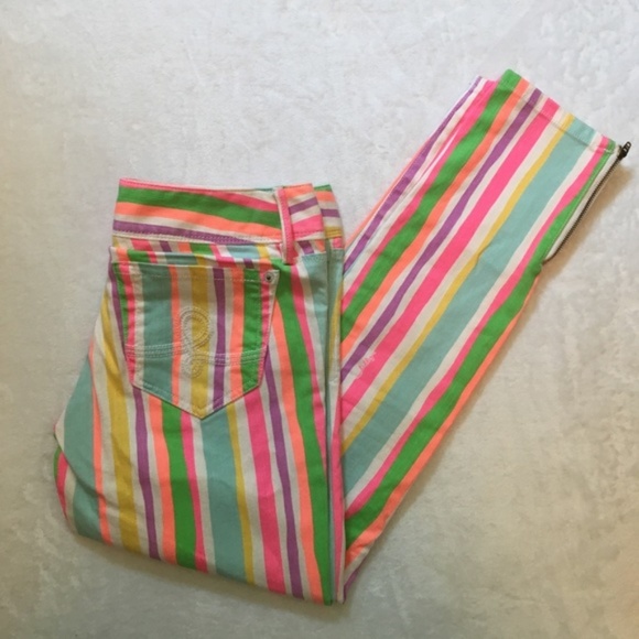 Lilly Pulitzer Striped Skinny Mini Zipper Jeans - Picture 2 of 4